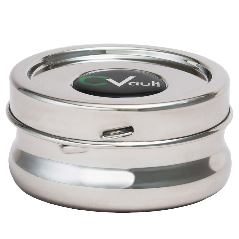 CVault Twist Stainless Steel Storage Container w/ Boveda Pack X-Small ...
