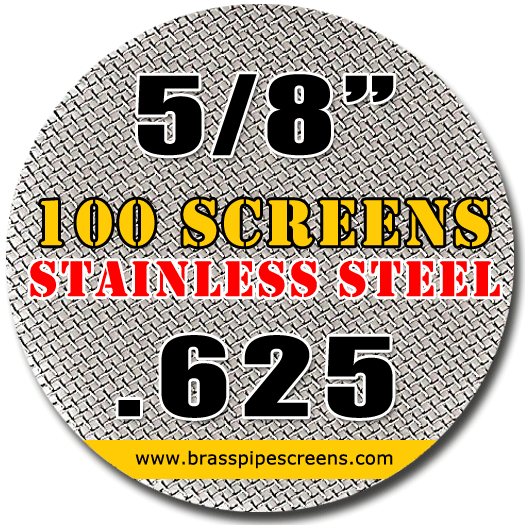 100 Pack Brass Pipe Screens - 5/8 Inch, Made In USA, For Smoking